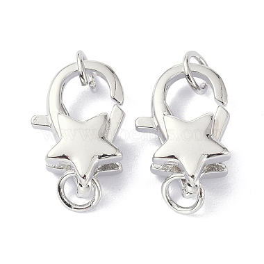 Real Platinum Plated Star Brass Lobster Claw Clasps