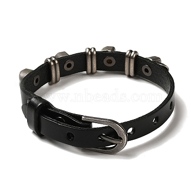 bracelet rivets tête de mort en alliage(BJEW-C037-03A)-4