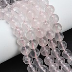 Natural Rose Quartz Beads Strands, Round, 10~10.5mm, Hole: 0.8mm, about 37pcs/strand, 15.16''(38.5cm)(G-G305-A03-10mm)