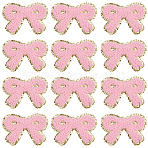 12Pcs Bowknot Towel Cloth Computerized Embroidery Cloth Iron On/Sew On Patches, Appliques, Pink, 50x70x3mm(DIY-CY0001-14)