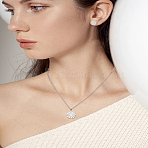 316 Surgical Stainless Steel Daisy Stud Earrings and Pendant Necklace, Jewelry Set for Women, Stainless Steel Color, 17.32 inch(440mm), 9.5mm, Pin: 0.8mm(SJEW-LP0001-24)