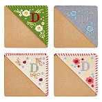 4Pcs 4 Style Felt Embroidery Bookmarks, Corner Page Marker, with Kraft Paper, Season Theme, Square, Letter D, 96x96x3mm, 1pc/style(FIND-HY0003-46D)