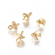 304 Stainless Steel Peg Bails Charms, for Half Drilled Beads, Golden, 7x5mm, Hole: 2mm, Pin: 1.1mm(STAS-G225-05G)