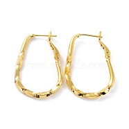 Twist Teardrop Huggie Hoop Earrings, Cadmium Free & Lead Free, Real 18K Gold Plated, 33.5x22.5x3mm, Pin: 0.8mm(EJEW-C002-23G-RS)