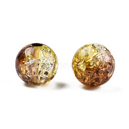 Transparent Crackle Acrylic Beads, Round, Sienna, 8x7.5mm, Hole: 1.8mm, about 1700pc/500g(CACR-N002-16A)