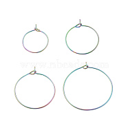 24Pcs 4 Size Ion Plating(IP) 316L Surgical Stainless Steel Hoop Earring Findings, Wine Glass Charms Findings, Rainbow Color, 20~21 Gauge, 16~30x0.7~0.8mm, 24pcs/box(STAS-ZZ0001-03M)