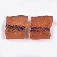 Resin Cabochons, Meat, Imitation Food, Chocolate, 27x30x10.5mm(CRES-T011-25)