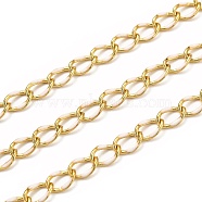 Brass Curb Chains, with Enamel, Spool, Long-Lasting Plated, Soldered, Golden, Bisque, Link: 10.3x7x1.25mm(CHC-L039-46A-G)