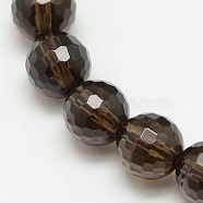 Smoky Quartz Beads Strands, Faceted(128 Facets), Round, Synthetic Crystal, Dyed & Heated, 8mm, Hole: 1~1.5mm(X-GSFR8mm176-128)
