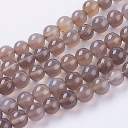 Natural Agate Beads Strands, Round, Gray, 10mm, Hole: 1mm, about 38pcs/strand, 15.75 inch(G-G583-10mm-08)