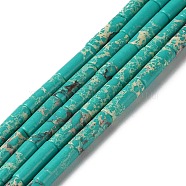 Synthetic Imperial Jasper Dyed Beads Strands, Column, Turquoise, 4~4.5x13~14mm, Hole: 1.2mm, about 27~29pcs/strand, 14.72''~14.96''(37.4~38cm)(X-G-D077-B01-04)