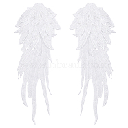 Angel Wing Shape Computerized Embroidery Multi-Layer Appliques, Costume Dress Accessories, White, 415x155x5mm(PATC-WH0002-007)
