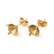 304 Stainless Steel Stud Earring Finding, Round Prong Earring Settings, Real 18K Gold Plated, Tray: 9mm, Inner Diameter: 8mm, Pin: 0.7mm(STAS-C071-03D-G)