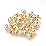 Brass Spacer Beads, Oval, Nickel Free, Real 18K Gold Plated, 6x4mm, Hole: 1mm(KK-T016-15G)