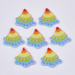 PVC Plastic Cabochons, with Glitter powder, Cake, Colorful, 24x24.5x2mm(KY-R016-06)