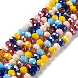 Glass Beads Strands, Faceted, Rondelle, Mixed Color, 8x6mm, Hole: 1mm, about 65~68pcs/strand, 15.7~16.1 inch(40~41cm)(EGLA-A034-M8mm-30)
