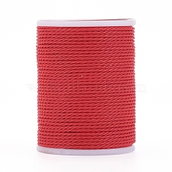 Round Waxed Polyester Cord, Taiwan Waxed Cord, Twisted Cord, Red, 1mm, about 12.02 yards(11m)/roll(YC-G006-01-1.0mm-15)