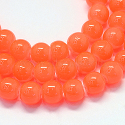 Baking Painted Imitation Jade Glass Round Bead Strands, Coral, 12~12.5mm, Hole: 1.5mm, about 70pcs/strand, 31.8 inch(X-DGLA-Q021-12mm-32)