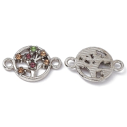 Alloy Connector Charms, Tree of Life Links, with Colorful Rhinestones, Platinum, 10.5x16x2mm, Hole: 1.6mm(FIND-A024-02P-02)