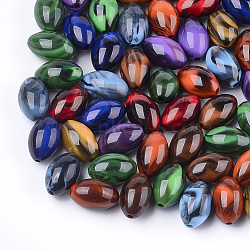 Acrylic Beads, Imitation Gemstone Style, Oval, Mixed Color, 20x13mm, Hole: 2mm, about 260pcs/500g(OACR-S029-012)