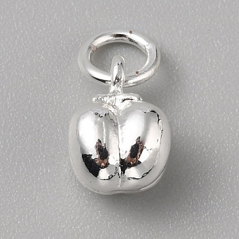 Brass Charms, with Jump Ring, Silver, Tomato, 11x7.5x7mm, Hole: 4mm