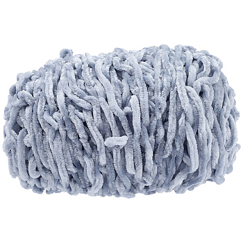 1 Skein Wool Chenille Yarn, Velvet Cotton Hand Knitting Threads, for Baby Sweater Scarf Fabric Needlework Craft, Light Steel Blue, 5mm, 95~100g/skein