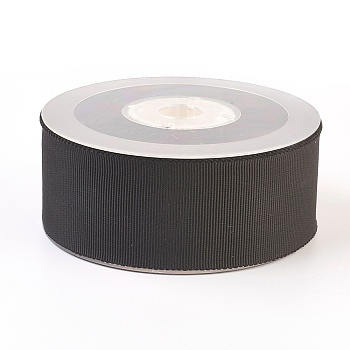 Polyester Grosgrain Ribbon, Black, 3/4 inch(19mm), 50yards/roll(45.72m/roll)