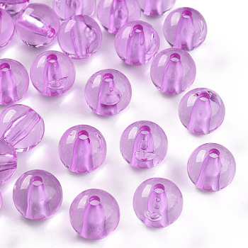 Transparent Acrylic Beads, Round, Medium Orchid, 12x11mm, Hole: 2.5mm, about 566pcs/500g