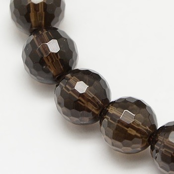 Smoky Quartz Beads Strands, Faceted(128 Facets), Round, Synthetic Crystal, Dyed & Heated, 8mm, Hole: 1~1.5mm
