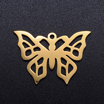 201 Stainless Steel Hollow Pendants, Butterfly, Golden, 10.5x14.5x1mm, Hole: 1.4mm