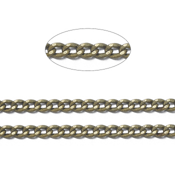 Brass Twisted Chains, Curb Chains, Diamond Cut, Soldered, Faceted, with Spool, Oval, Lead Free & Nickel Free & Cadmium Free, Antique Bronze, 2x1.5x0.45mm, about 301.83 Feet(92m)/roll