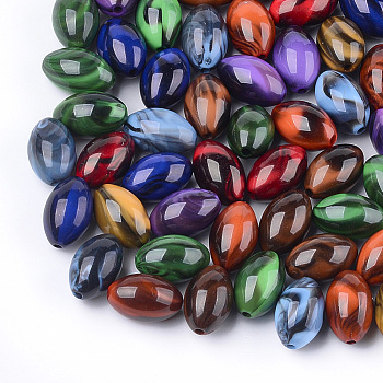 Acrylic Beads, Imitation Gemstone Style, Oval, Mixed Color, 20x13mm, Hole: 2mm, about 260pcs/500g