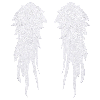Angel Wing Shape Computerized Embroidery Multi-Layer Appliques, Costume Dress Accessories, White, 415x155x5mm