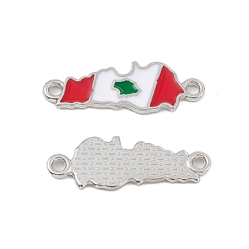 Alloy Enamel Connector Charms, Red & White, Platinum, 8.5x24x1.5mm, Hole: 1.6mm