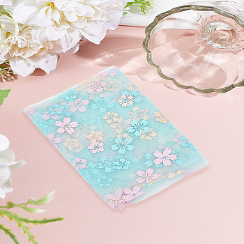 4.5M Sakura Printed Chinlon Tulle Rolls, for Wedding Party Decorations Gift Bowknot, Skirt, Hair Crafts Making, Turquoise, 15cm