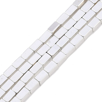 Electroplated Synthetic Non-magnetic Hematite Beads Strands, Nickel Free & Lead Free, Cuboid, Silver Plated, 5x3x3mm, Hole: 1mm, about 79pcs/strand, 15.91 inch(40.4cm)