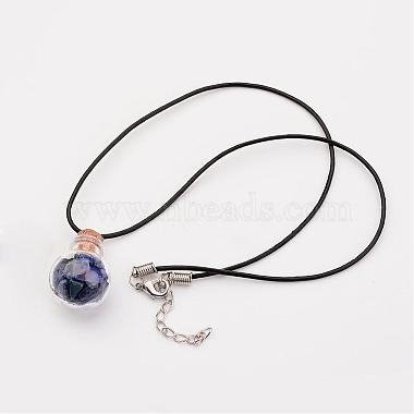 Glass Wishing Bottle Leather Cord Pendant Necklaces(NJEW-JN01614)-2
