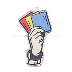 Football Theme Printed Transparent Acrylic Pendants, Sport Referee Card Charm, 45x24x2.3mm, Hole: 1.6mm(OACR-B055-03E)
