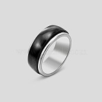 Rotatable 304 Stainless Steel Finger Rings, Fidget Spinner Ring for Calming Worry Meditation, Black, Inner Diameter: 17mm(FS-WGF1F3F-01)