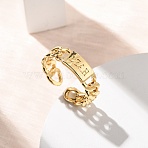 Brass Cuff Open Rings for Women, Chain Shape, Cadmium Free & Lead Free, Long-Lasting Plated, Rack Plating, Real 18K Gold Plated, 5.5mm, US Size 7 1/4(17.5mm)(RJEW-A098-03G)