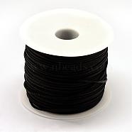 Nylon Thread, Rattail Satin Cord, Black, 1.5mm, about 100yards/roll(300 feet/roll)(NWIR-R025-1.5mm-900)