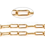 Ion Plating(IP) 304 Stainless Steel Paperclip Chains, Drawn Elongated Cable Chains, with Spool, Unweled, Golden, 17x7x1.5mm, about 16.4 Feet(5m)/roll(STAS-A048-05G)