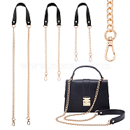 WADORN 3Pcs 3 Style PU Leather Curb Chain Bag Straps, with Iron Chain & Swivel Clasp,  with Zinc Alloy Curb Chain & Swivel Clasps, Black, 60~102cm, 1pc/style(FIND-WR0010-42B)