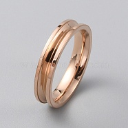Titanium Steel Grooved Finger Ring Settings, Ring Core Blank, for Inlay Ring Jewelry Making, Rose Gold, Inner Diameter: 17.2mm, Slot: 2mm(RJEW-WH0012-11B)