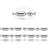 Non-Tarnish 304 Stainless Steel Ball Chains, Stainless Steel Color, Column: 4x2mm, Ball: 2mm(CHS-L024-025E)