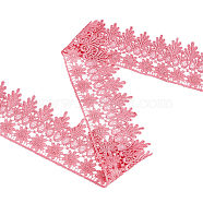 7.5Yards Polyester Flower Lace Ribbon, Wave Edge Lace Trim, Clothes Accessories, Flat, Light Coral, 3-1/8 inch(80mm)(OCOR-DC0001-03)