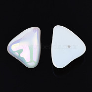Electroplated ABS Plastic Imitation Pearl Beads, Triangle, Half Drilled, Creamy White, 17x22.5x6mm, Half Hole: 1.2mm(KY-N020-06)