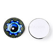 Glass Cabochons, Half Round with Eye, Kaleidoscope, Blue, 20x6.5mm(GGLA-T004-06E)