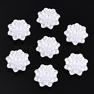 ABS Plastic Imitation Pearl Cabochons, Flower, White, 20x20x8mm, about 200pcs/bag(SACR-T015-11-01)
