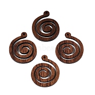 Natural Walnut Wood Pendants, Undyed, Flat Round, Coconut Brown, 35x30x3mm, Hole: 2mm(WOOD-T032-02)